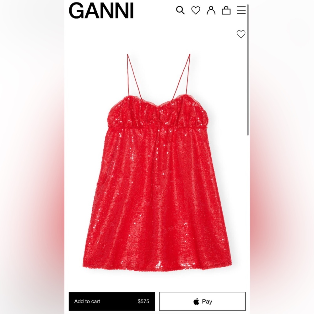 Ganni Red Sequin Mini Dress